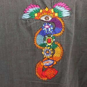 Regarde Bien Vest with KunDalini Rising Serpant Embroidered on back Vest Size L